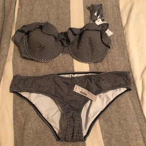 NWT J Crew Underwire Bikini Black & White Gingham